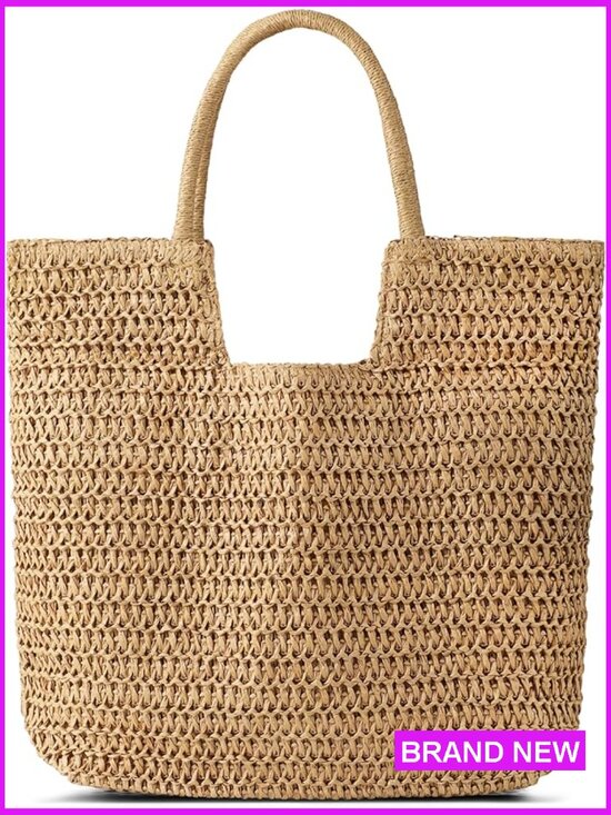 Handbags - Straw Woven Tote Bag Large Beach Shoulder Handbag Boho Chic Summer Holiday